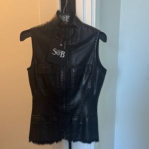 Elie Tahari Black Leather Vest